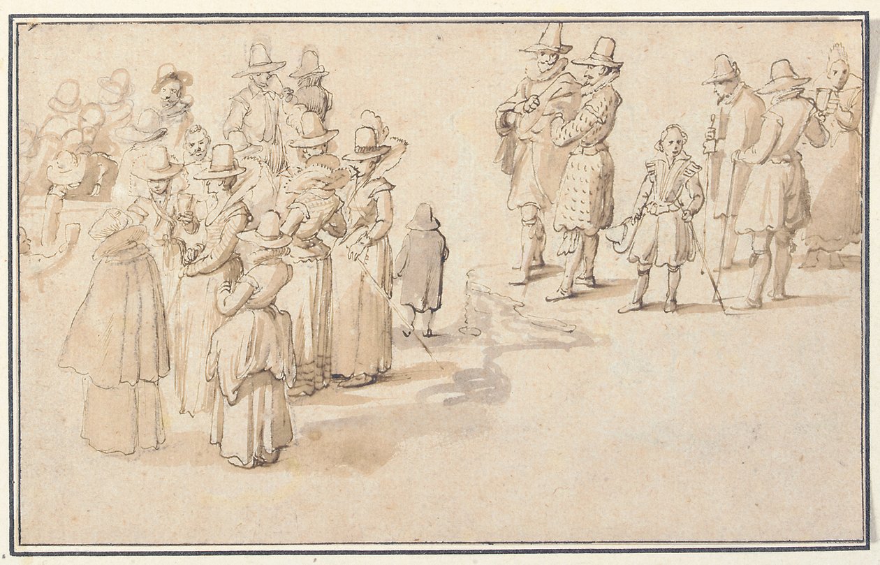 Eine elegante Gesellschaft trinkt Quellwasser von Jan the Elder Brueghel