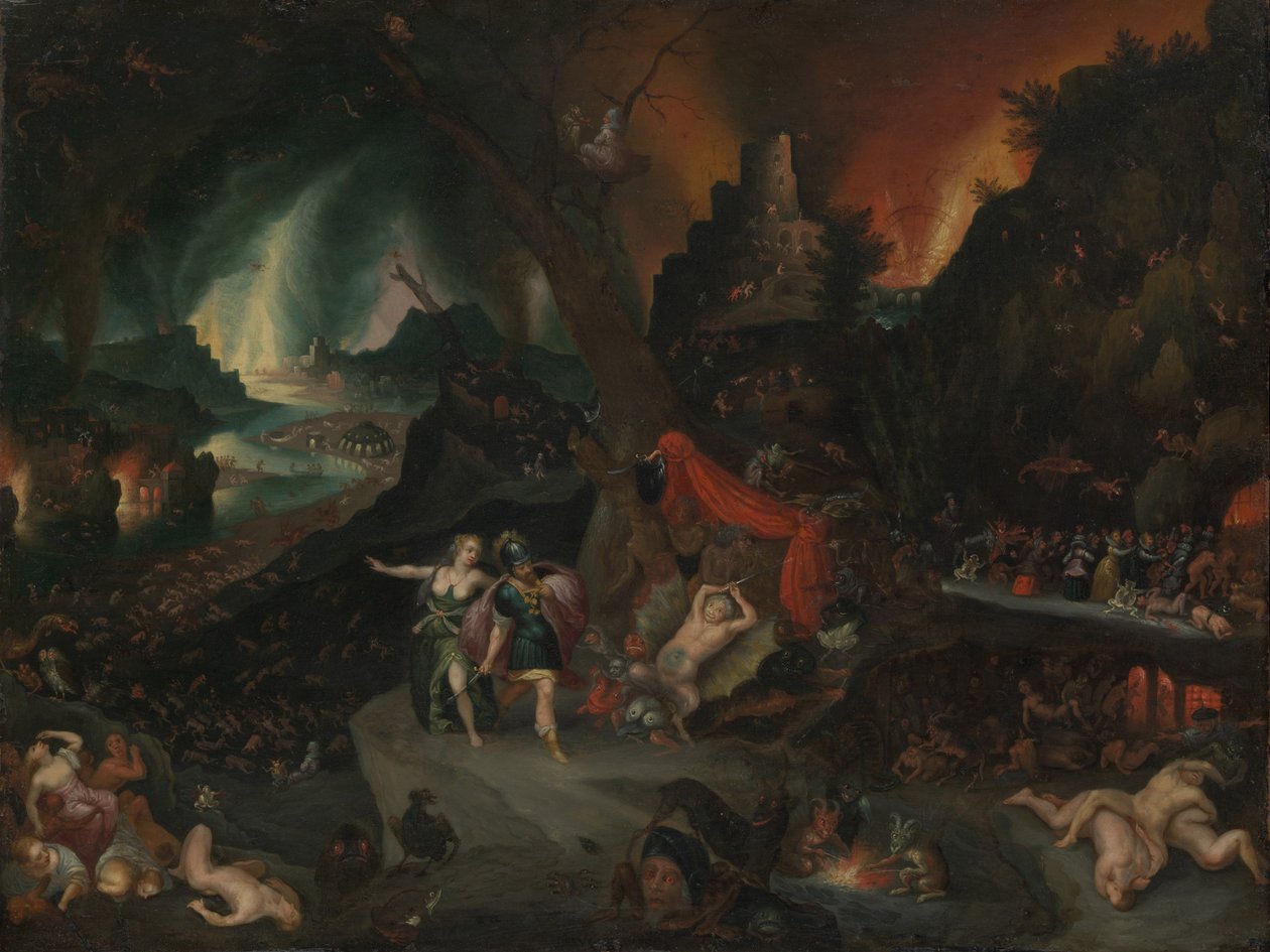 Aeneas und die Sibylle in der Unterwelt von Jan the Younger Brueghel