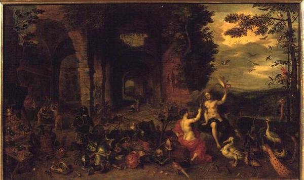 Allegorie von Luft und Feuer, ca. 1650-60 von Jan the Younger Brueghel