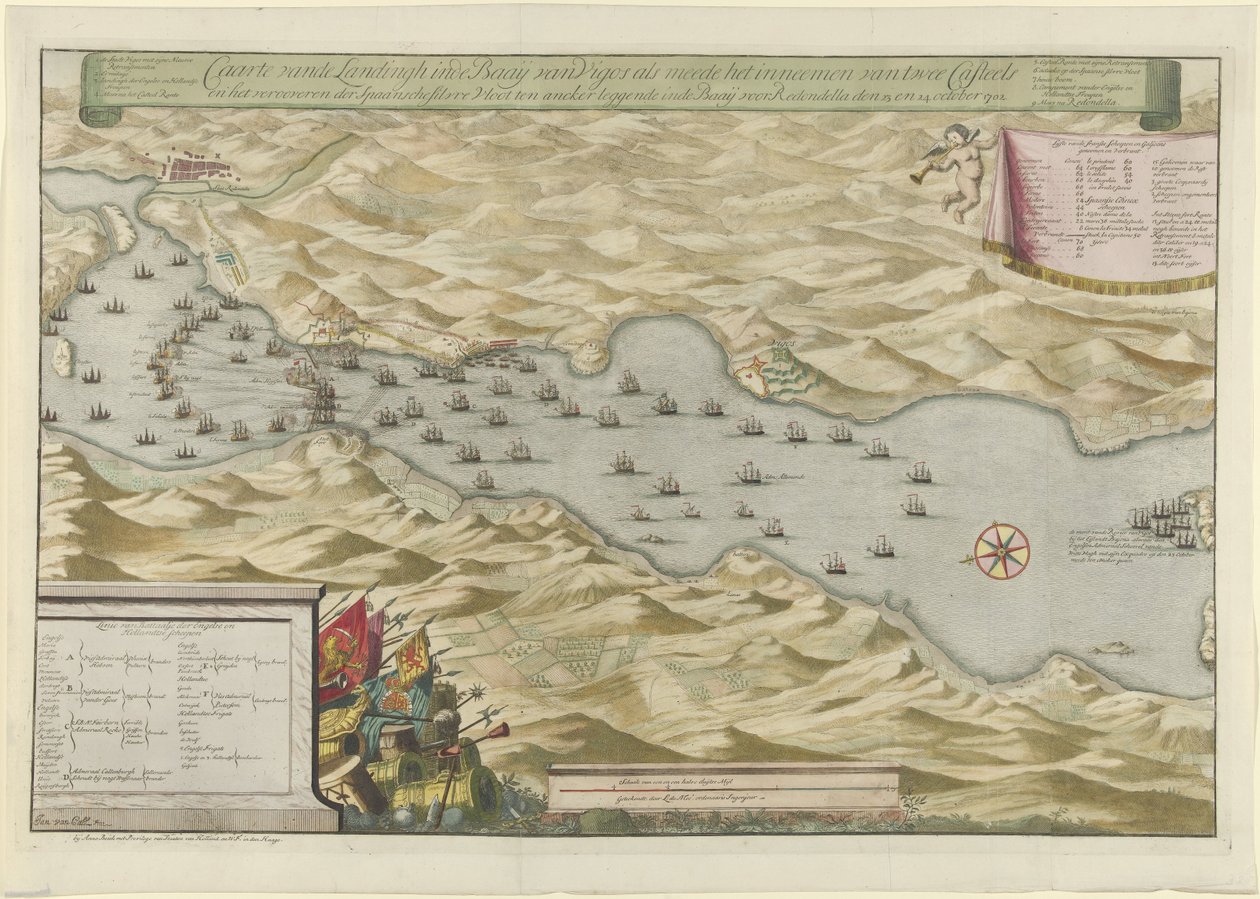 Seeschlacht in der Bucht von Vigo und die Eroberung der spanischen Silberflotte, 1702 von Jan van Call (I)