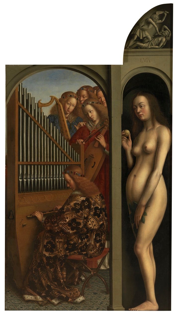 Musizierende Engel und Eva von Jan van Eyck