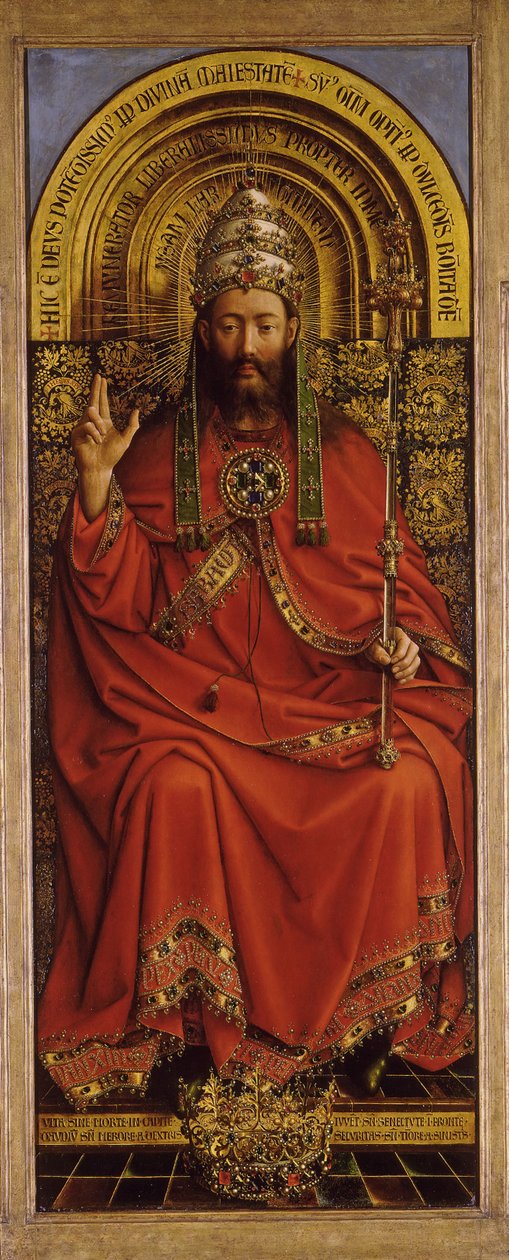 Der Genter Altar. Anbetung des mystischen Lammes: Gott Allmächtig, 1432 von Jan van Eyck