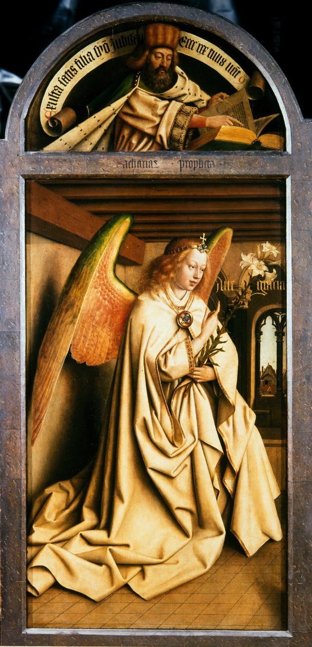 Der Genter Altar. Anbetung des mystischen Lammes: Der Erzengel Gabriel von Jan van Eyck