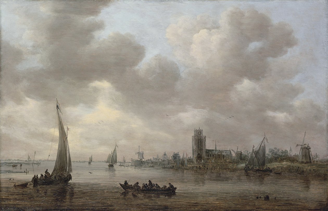 Blick auf die Maas mit Dordrecht im Hintergrund von Jan van Goyen