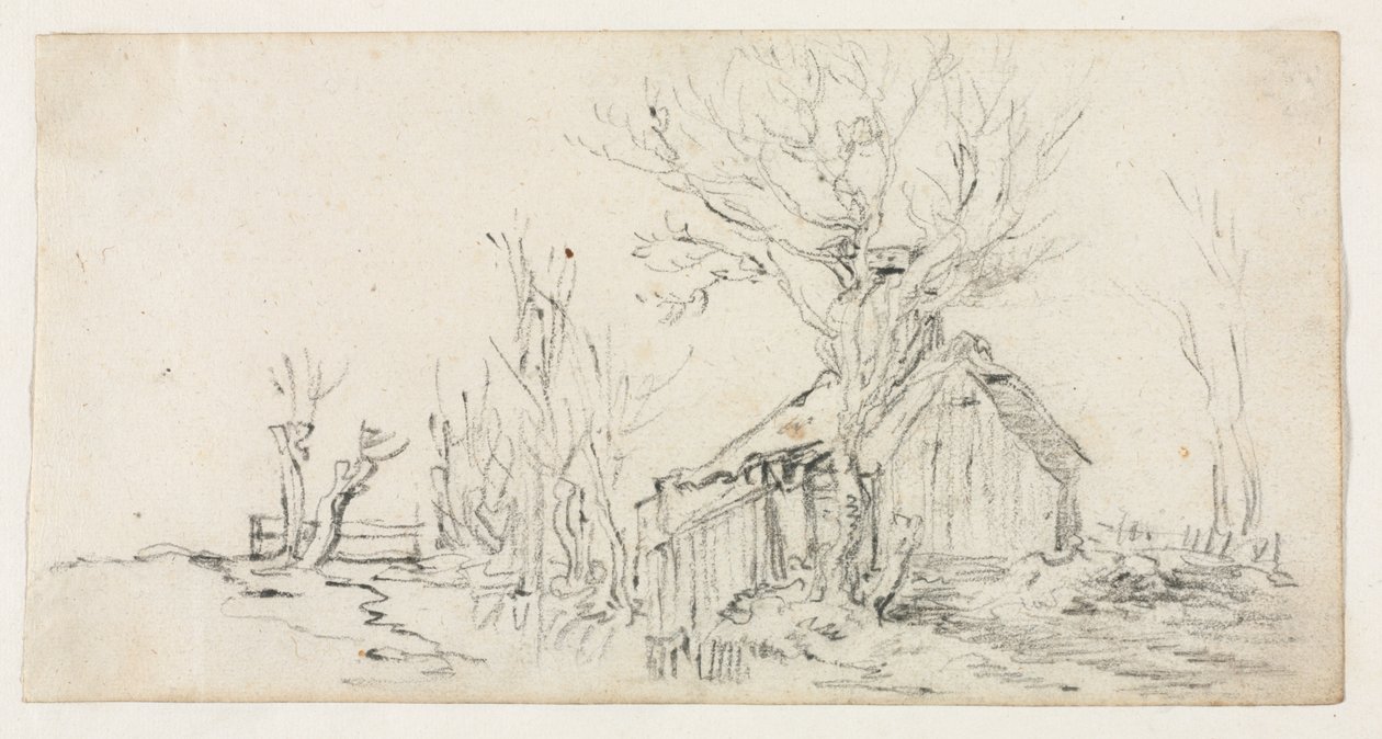 Skizze einer Landschaft mit Hütte von Jan van Goyen