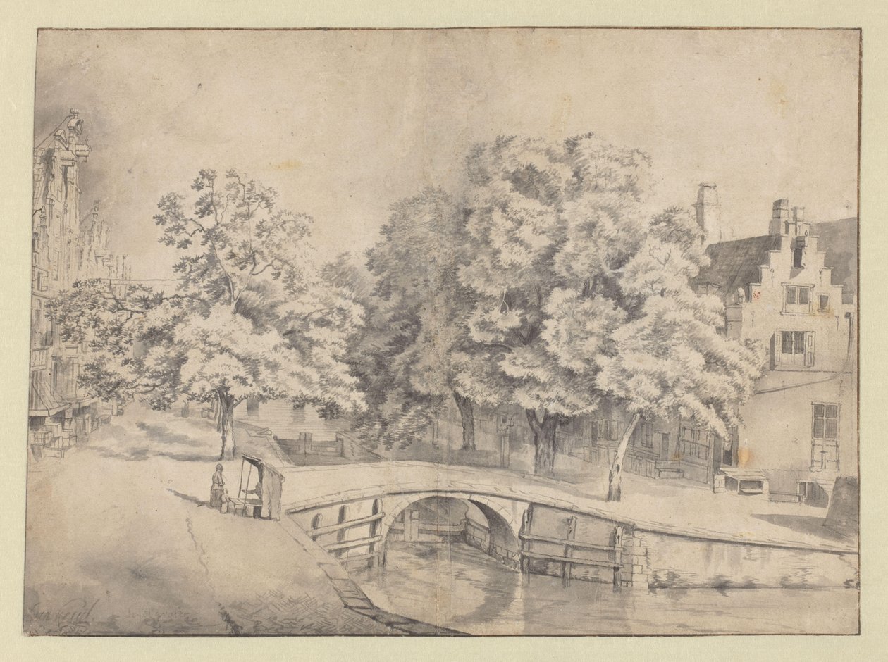 Ansicht der Leidsegracht in Amsterdam, gesehen von der Keizersgracht von Jan van Kessel