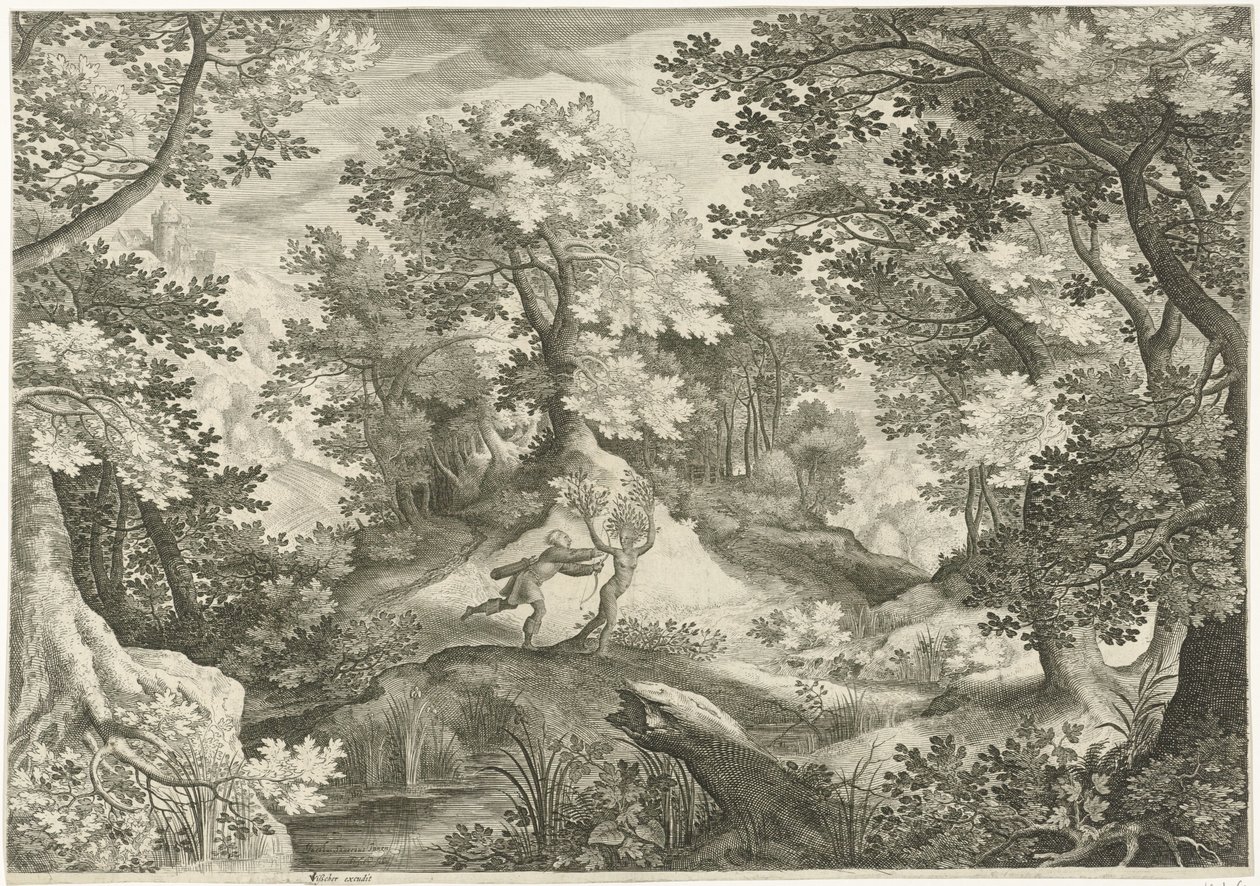 Landschaft mit Apollo und Daphne von Jan van Londerseel