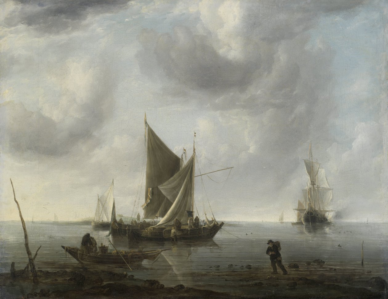 Schiffe vor Anker auf ruhiger See von Jan van de Cappelle