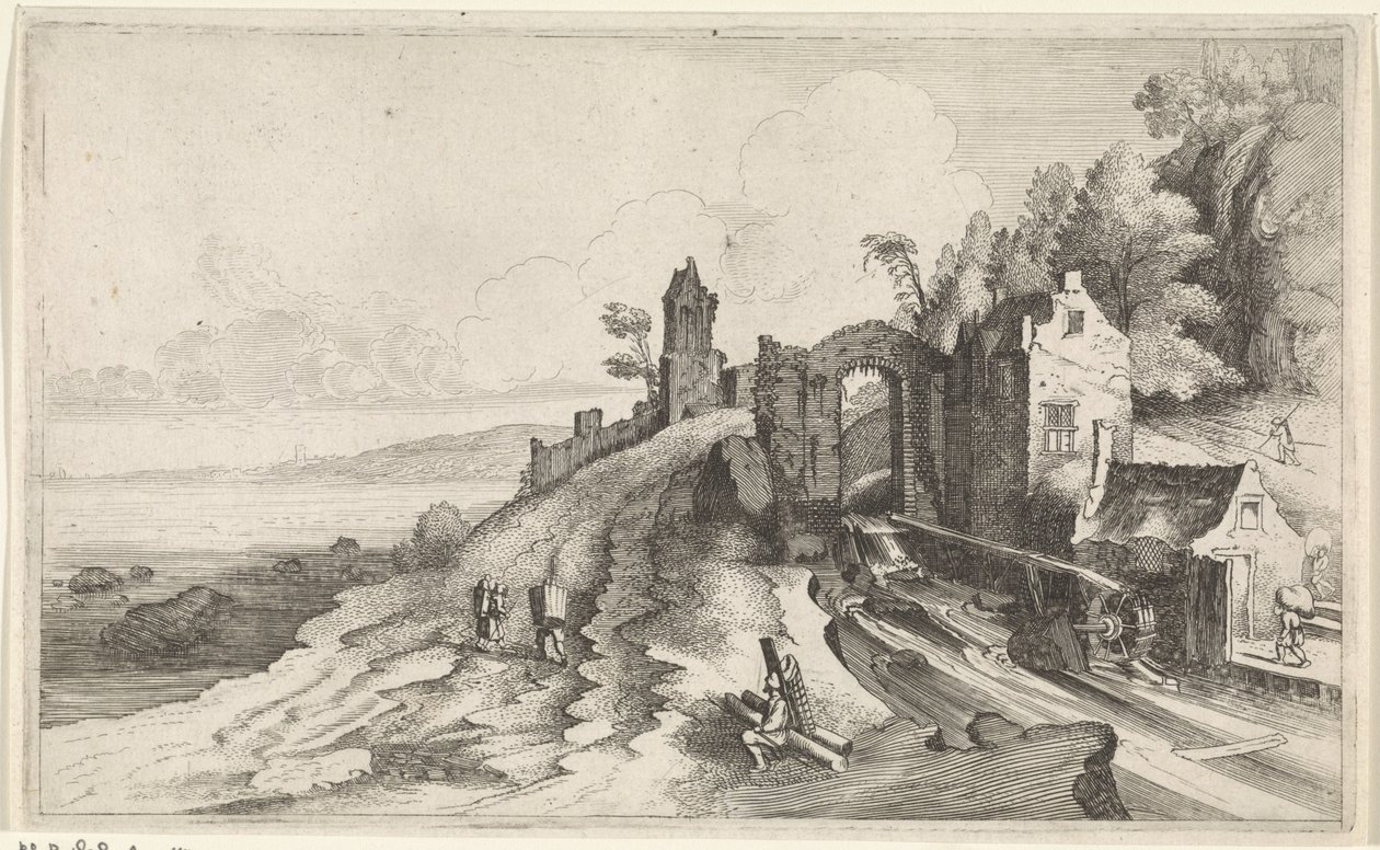 Küstenlandschaft mit einer Wassermühle von Jan van de Velde (II)