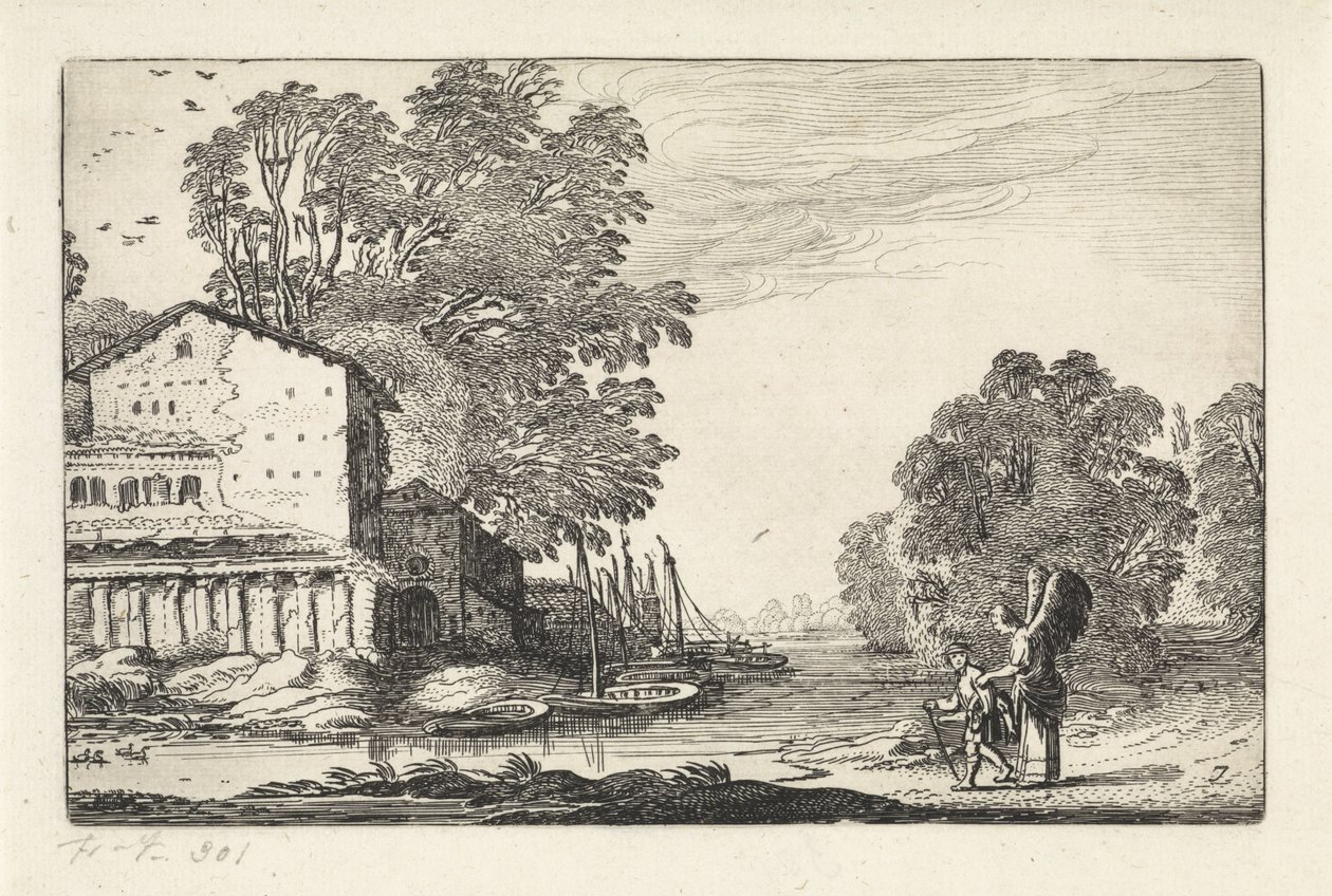 Tobias und der Engel in einer Landschaft mit einer Ruine von Jan van de Velde (II)