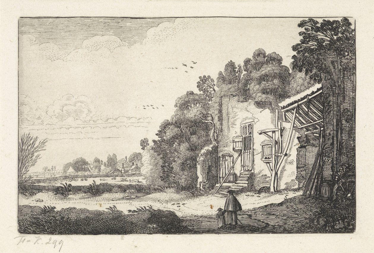 Frau mit Kind bei einer Hausruine von Jan van de Velde (II)
