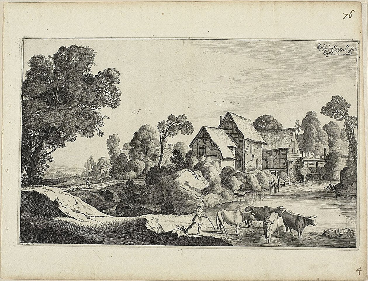 Rinderherde an einer Furt in der Nähe einer Wassermühle von Jan van de Velde II