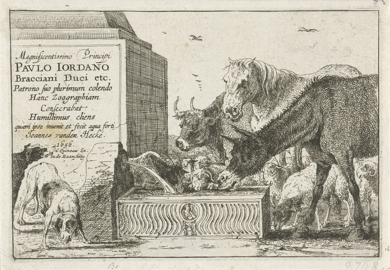 Tiere bei einem Brunnen von Jan van den Hecke