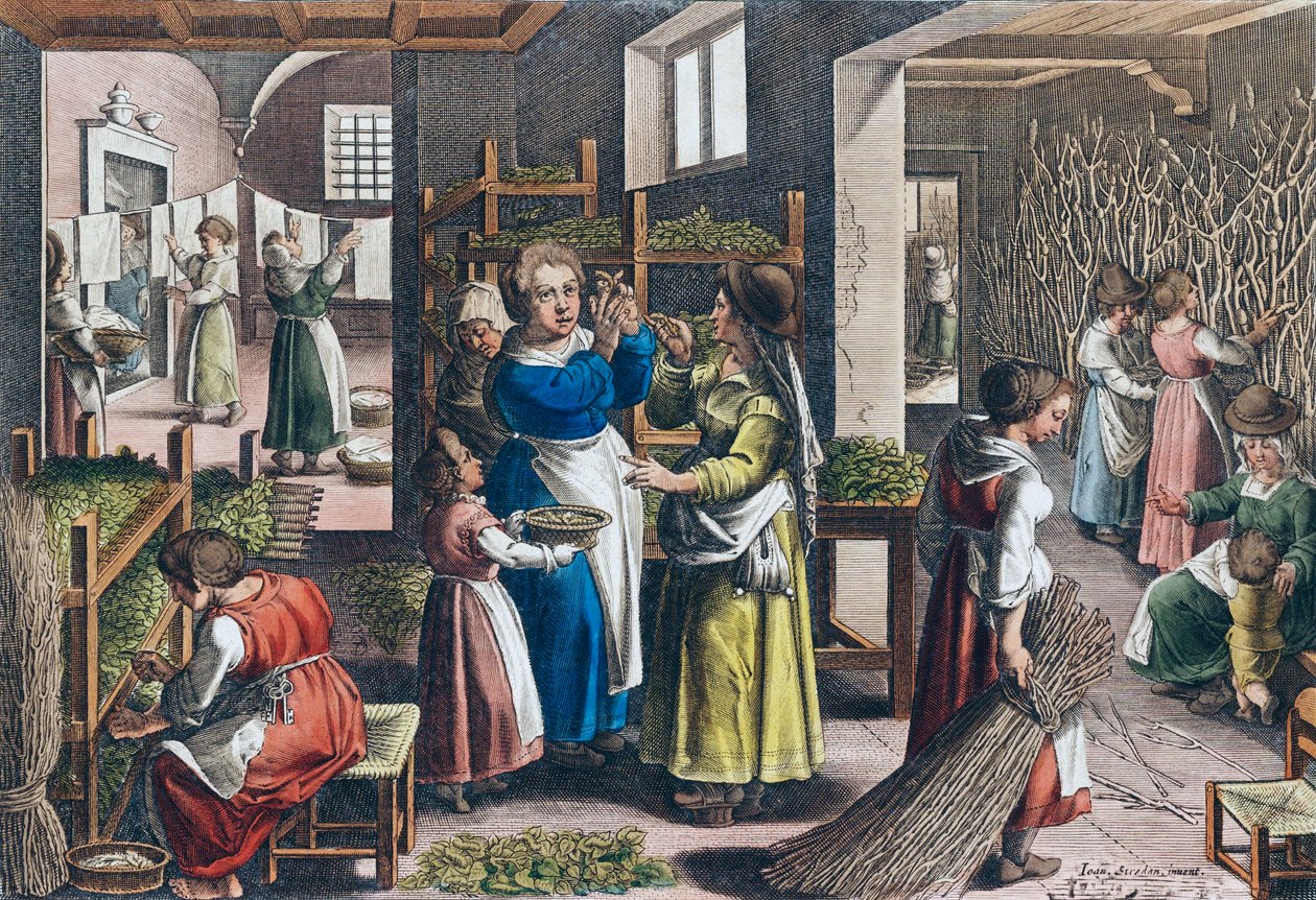 Seidenproduktion in Europa im 16. Jahrhundert von Jan van der (1523 1605) (after) Straet