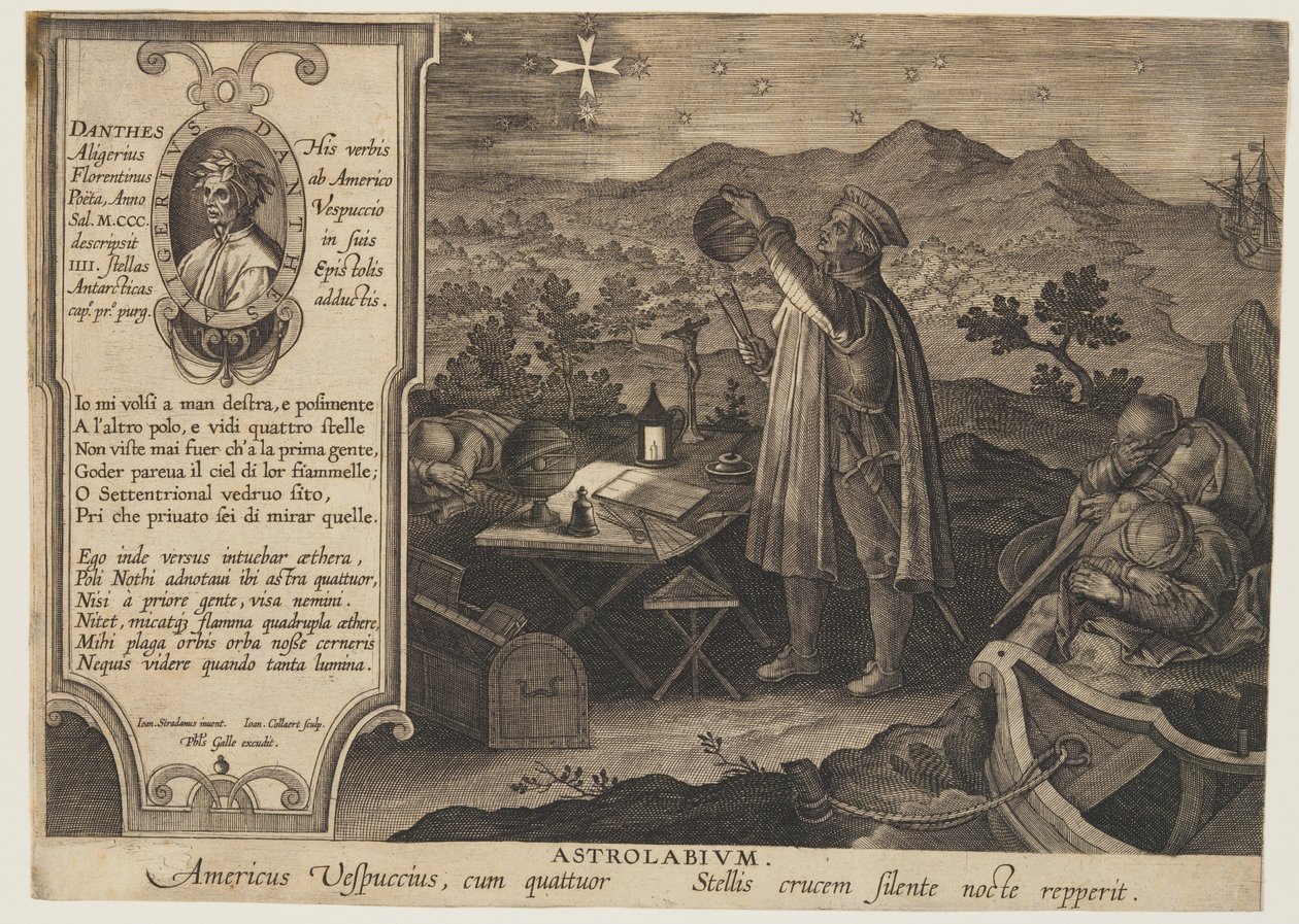 Das Astrolabium - Amerigo Vespucci, aus Nova Reperta von Jan van der Straet