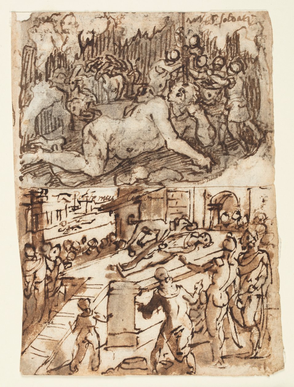 Skizzenbuchseite mit Blendung des Zyklopen von Jan van der Straet, called Stradanus