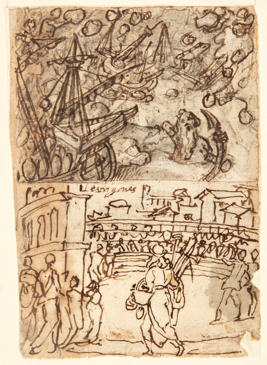 Skizzenbuchseite mit Zyklopen von Jan van der Straet, called Stradanus
