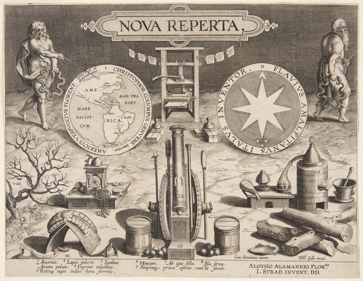 Titelseite von „Nova Reperta“ von Jan van der Straet, called Stradanus