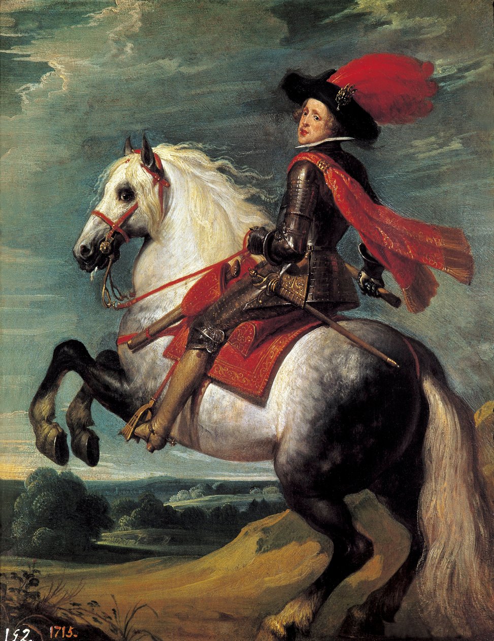 Reiterporträt von Philipp IV. Philipp IV (1605-1665), König von Spanien, dargestellt im Alter von 20 Jahren. Gemälde von Jan van Kessel I, genannt Le Vieux (1626-1679) von Jan van the Elder Kessel