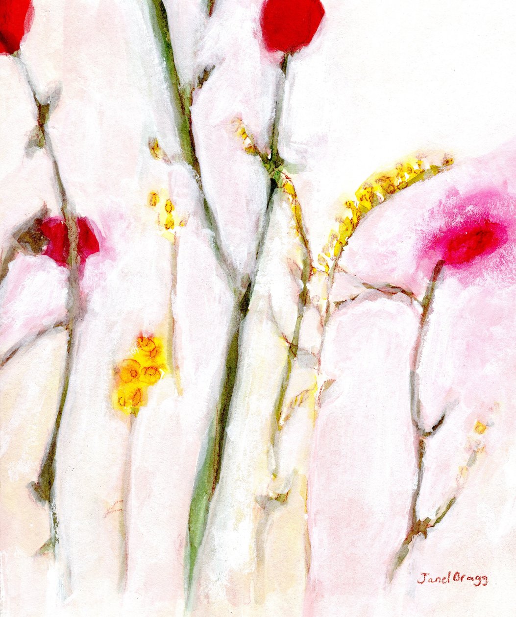 Blumen in Orange und Flieder, ca. 2019 von Janel Bragg