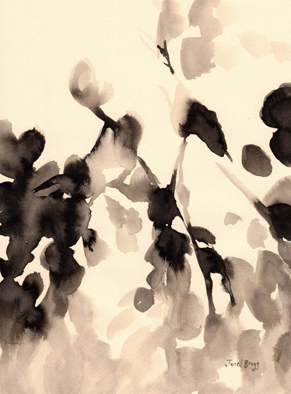Blätter abstrakt in Tinte II, ca. 2019 von Janel Bragg