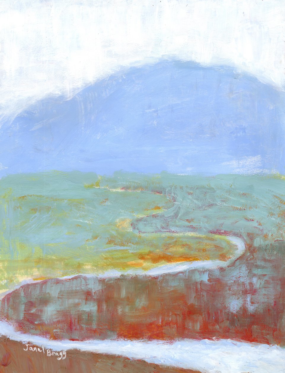 Berglandschaft mit Sumpf und Wildblumen für Annabelle, ca. 2021 von Janel Bragg