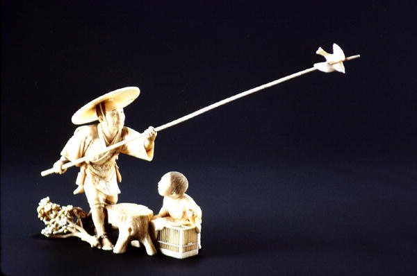 Bauer und Vogel, Meiji-Periode (1868-1912) von Japanese School