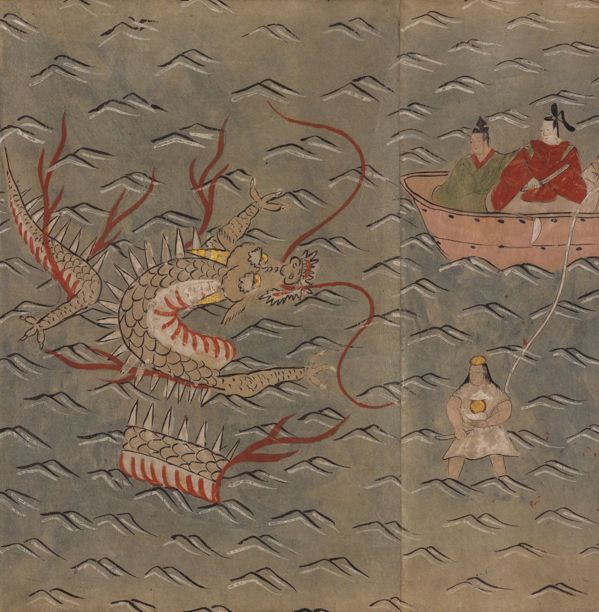 Ein Drache und eine Taucherin, Illustration aus dem 