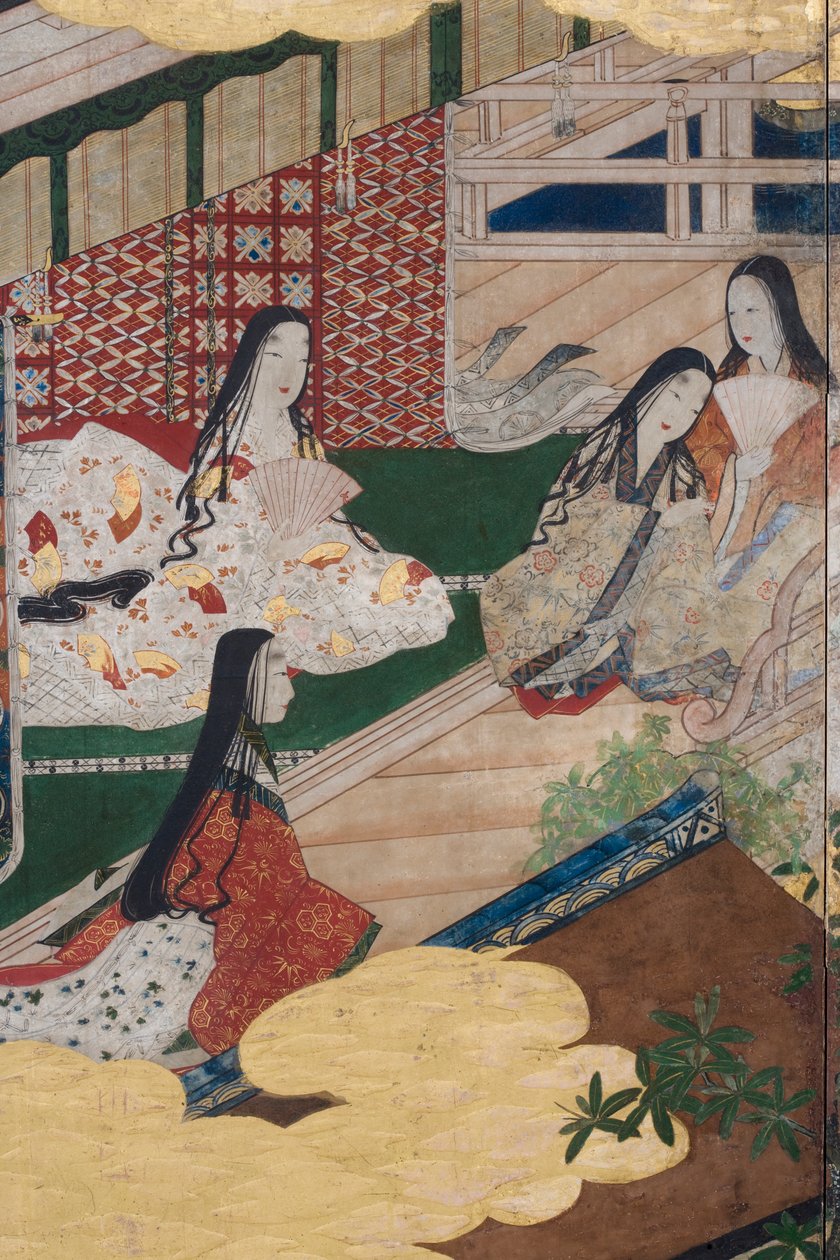Detail von Frühling im Palast, sechsteilige Leinwand aus Die Geschichte von Genji (Detail) von Japanese School