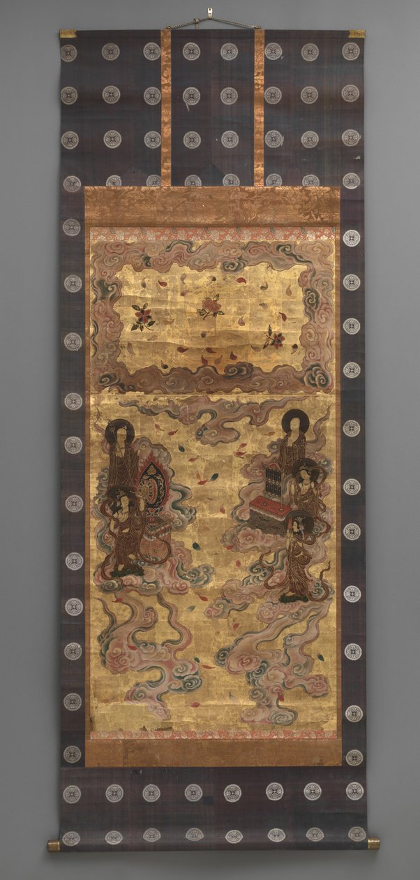 Wandmalerei: Abstieg von fünfundzwanzig Bodhisattvas (Begleiter der Amitabha-Triade), 18. Jahrhundert von Japanese School
