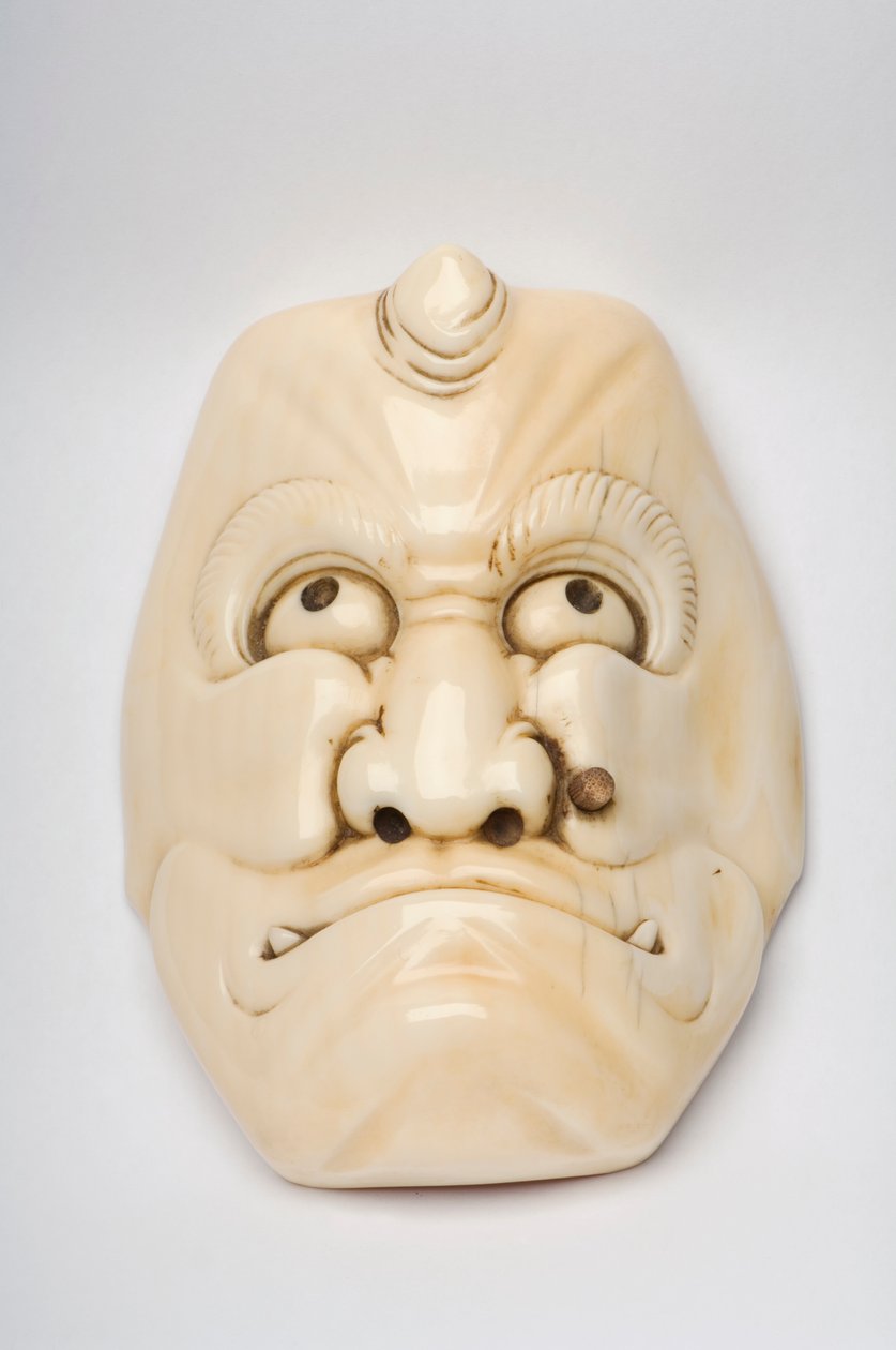 Okimono-Maske als Charakter aus dem Kabuki oder anderem Theater von Japanese School