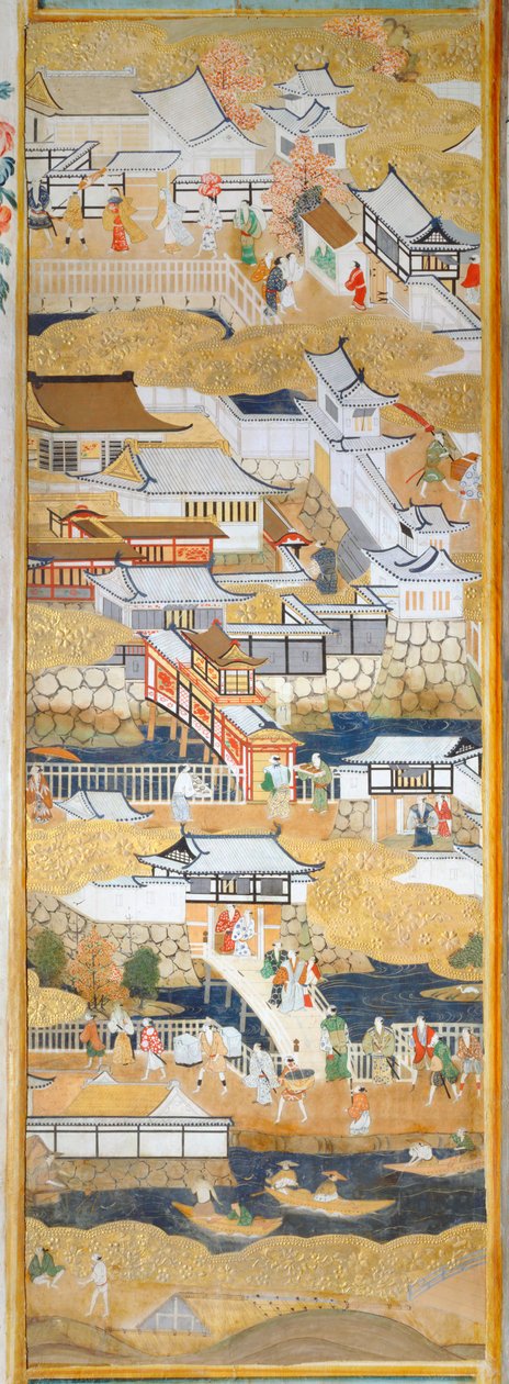 Osakazu Byobu - Japanischer achtteiliger Wandschirm von Japanese School