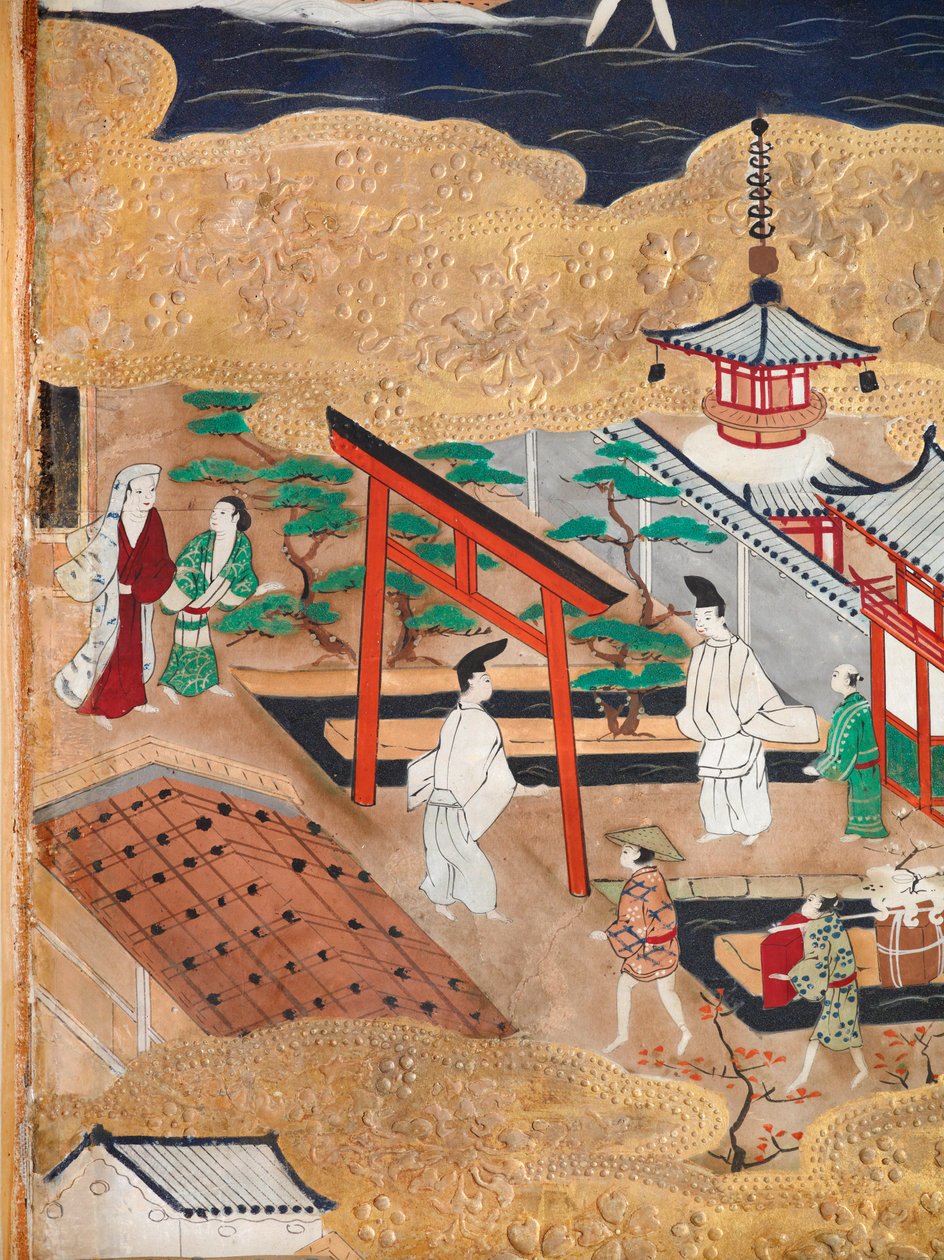 Osakazu Byobu - Japanischer achtteiliger Wandschirm von Japanese School