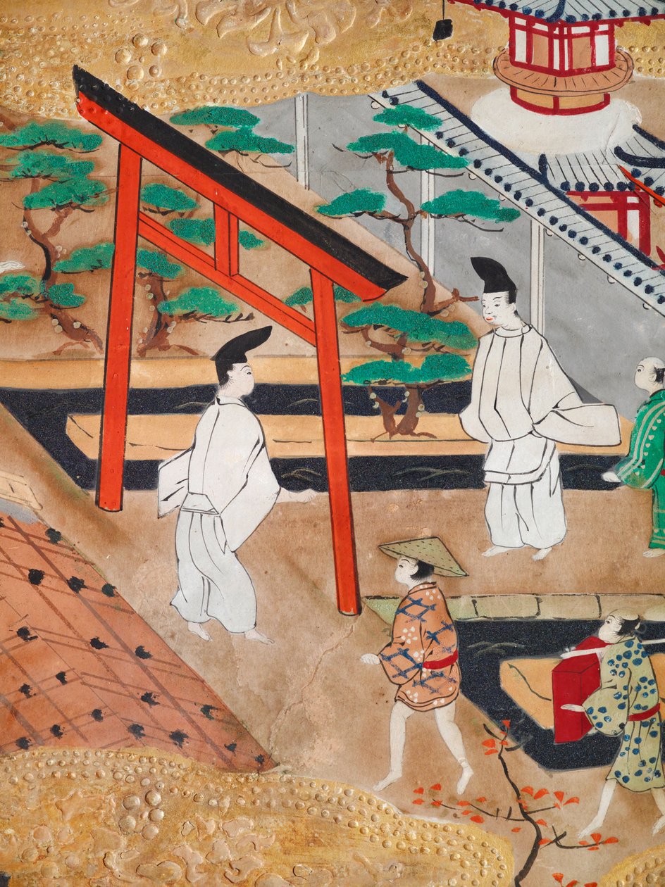 Osakazu Byobu - Japanischer achtteiliger Wandschirm von Japanese School