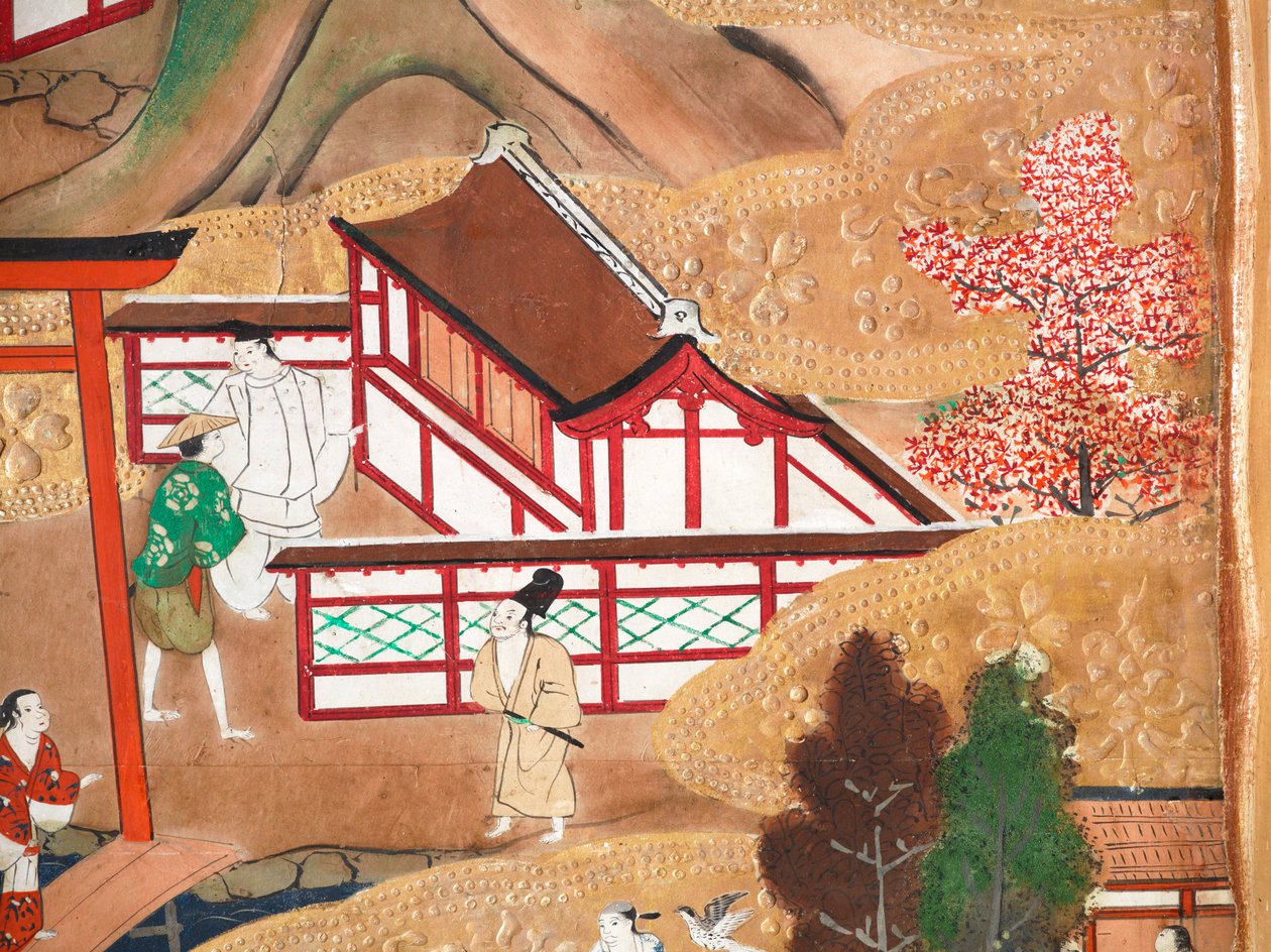 Osakazu Byobu - Japanischer achtteiliger Paravent von Japanese School