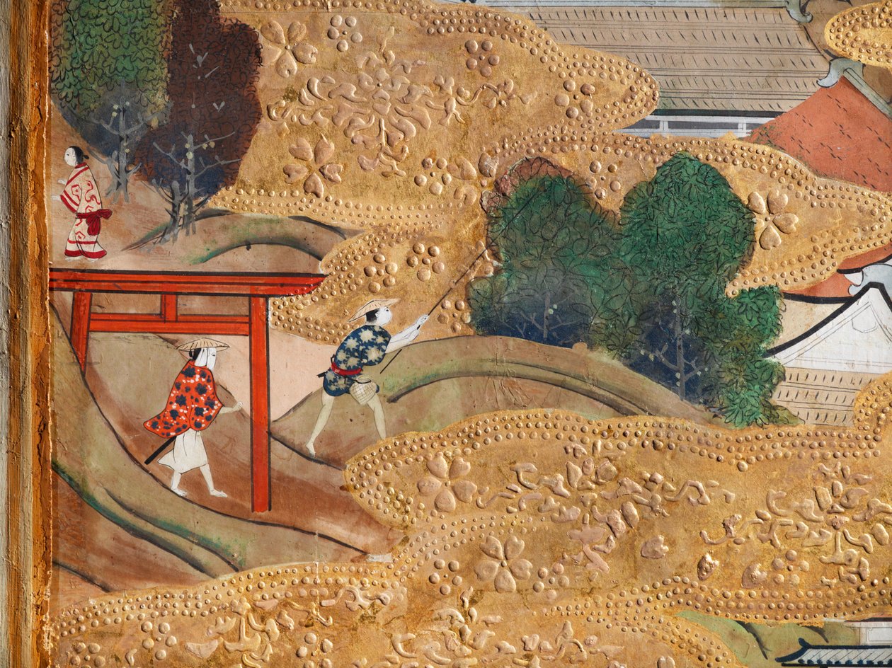 Osakazu Byobu - Japanischer achtteiliger Paravent von Japanese School