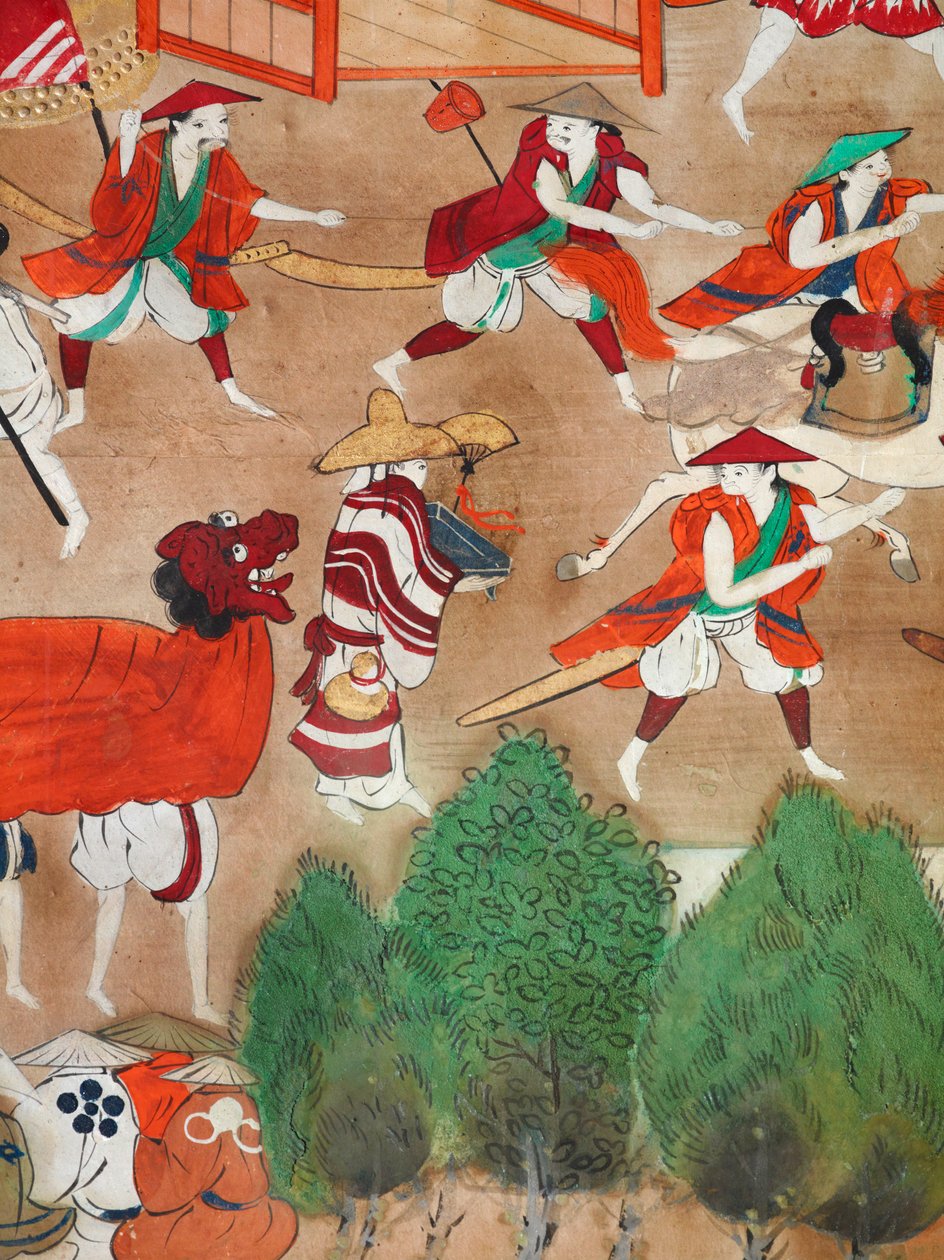 Osakazu Byobu - Japanischer achtteiliger Paravent von Japanese School