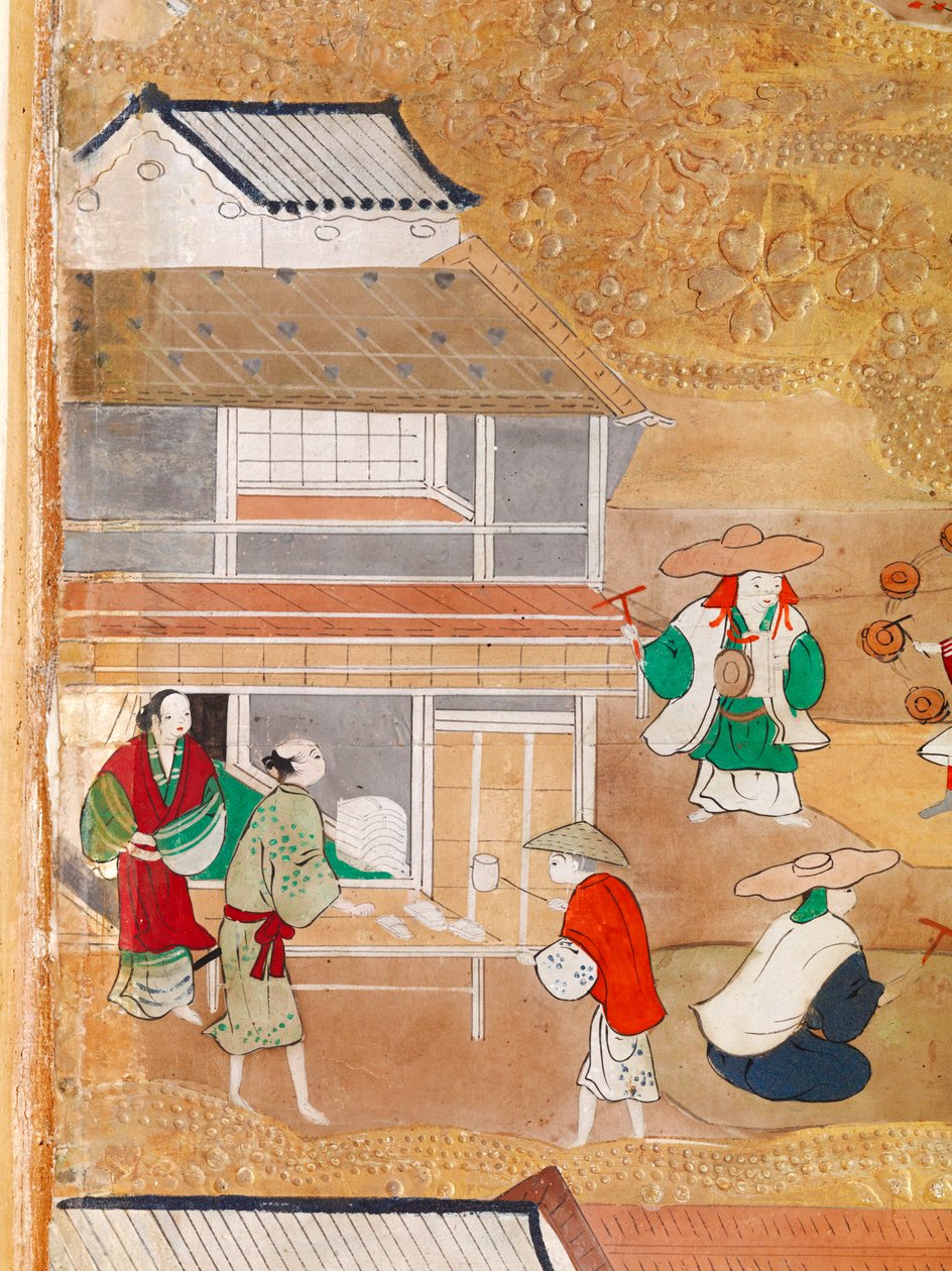 Osakazu Byobu - Japanischer achtteiliger Paravent von Japanese School