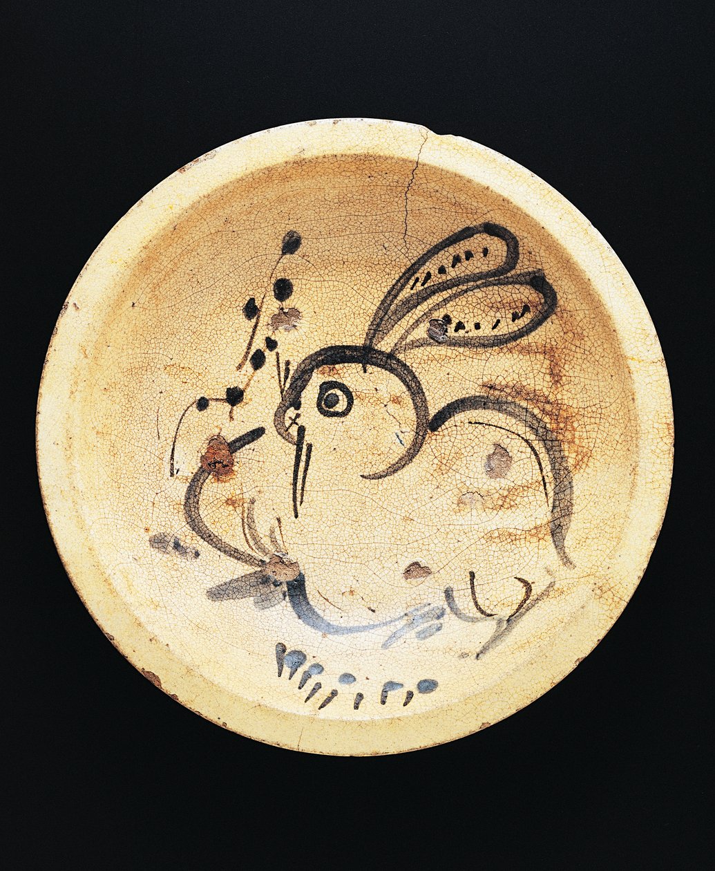 Kaninchen auf einem Teller gemalt, verwendet von Nishin-zara-Verkäufern (geschmorte Heringe) von Japanese School