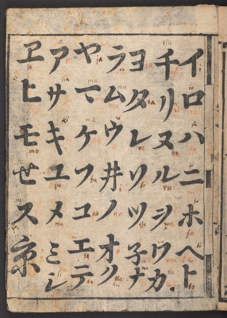Schichi iroha, zeigt Katakana-Silbenschrift (Tinte auf Papier) von Japanese School
