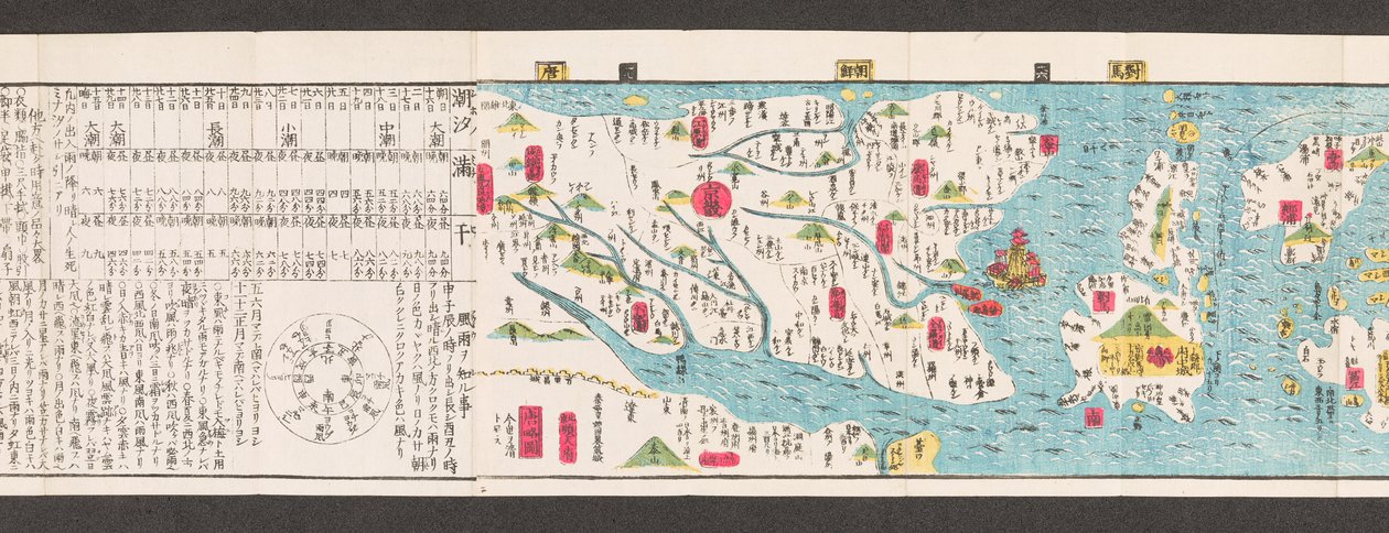 Abschnitt einer Straßenkarte Japans. Dai Nihon koku junro meiki daisei. ["Eine klare und detaillierte Karte der Hauptstraßen Japans"] 1850 von Japanese School