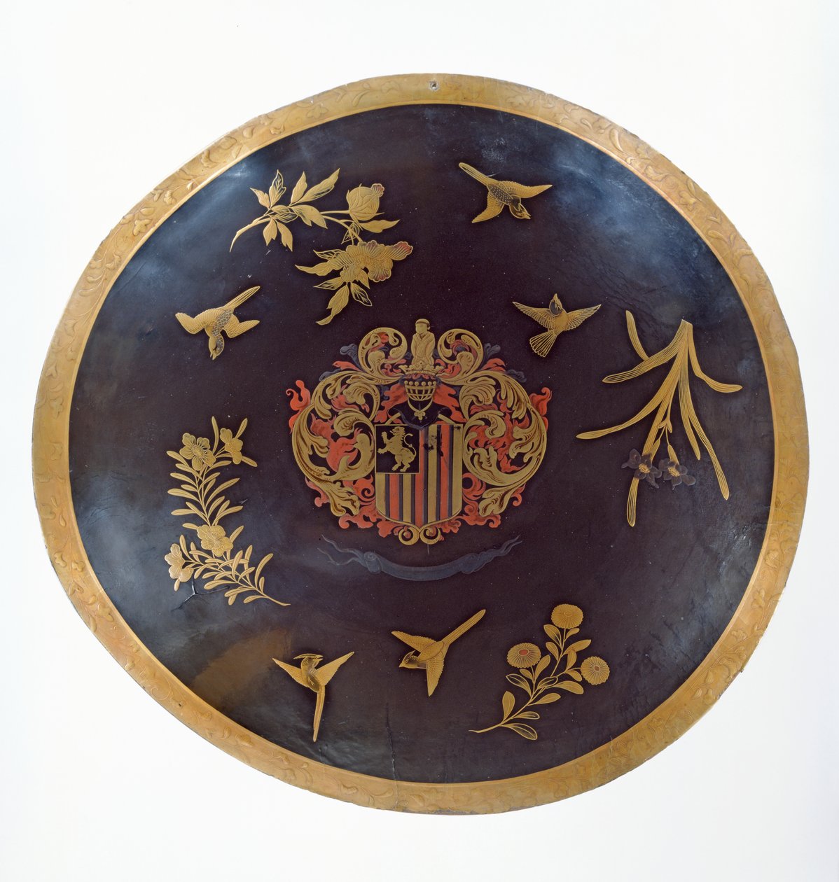 Schild mit den Wappen von Constantijn Ranst, für die Niederländische Ostindien-Kompanie, hergestellt in Bengalen und lackiert in Japan, ca. 1668 von Japanese School