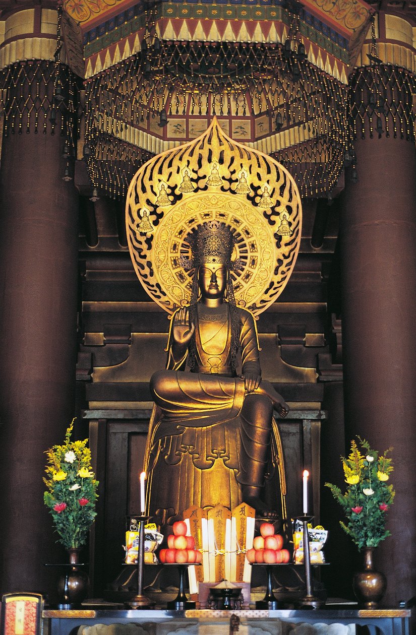 Statue von Buddha im Shitennojiji-Tempel, Kansai, Osaka, Japan, 6. Jahrhundert von Japanese School