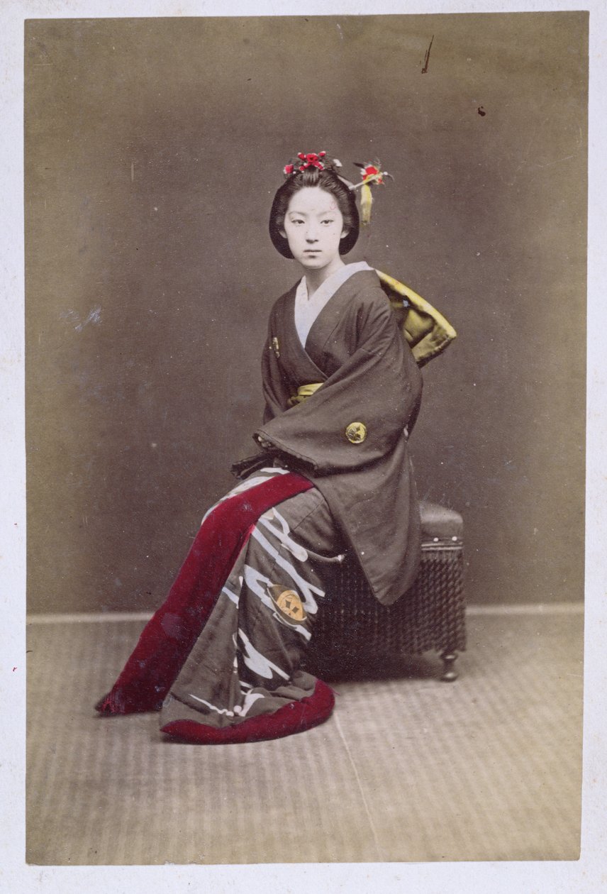 Junges Mädchen im Kimono, ca. 1860-70 von Japanese School