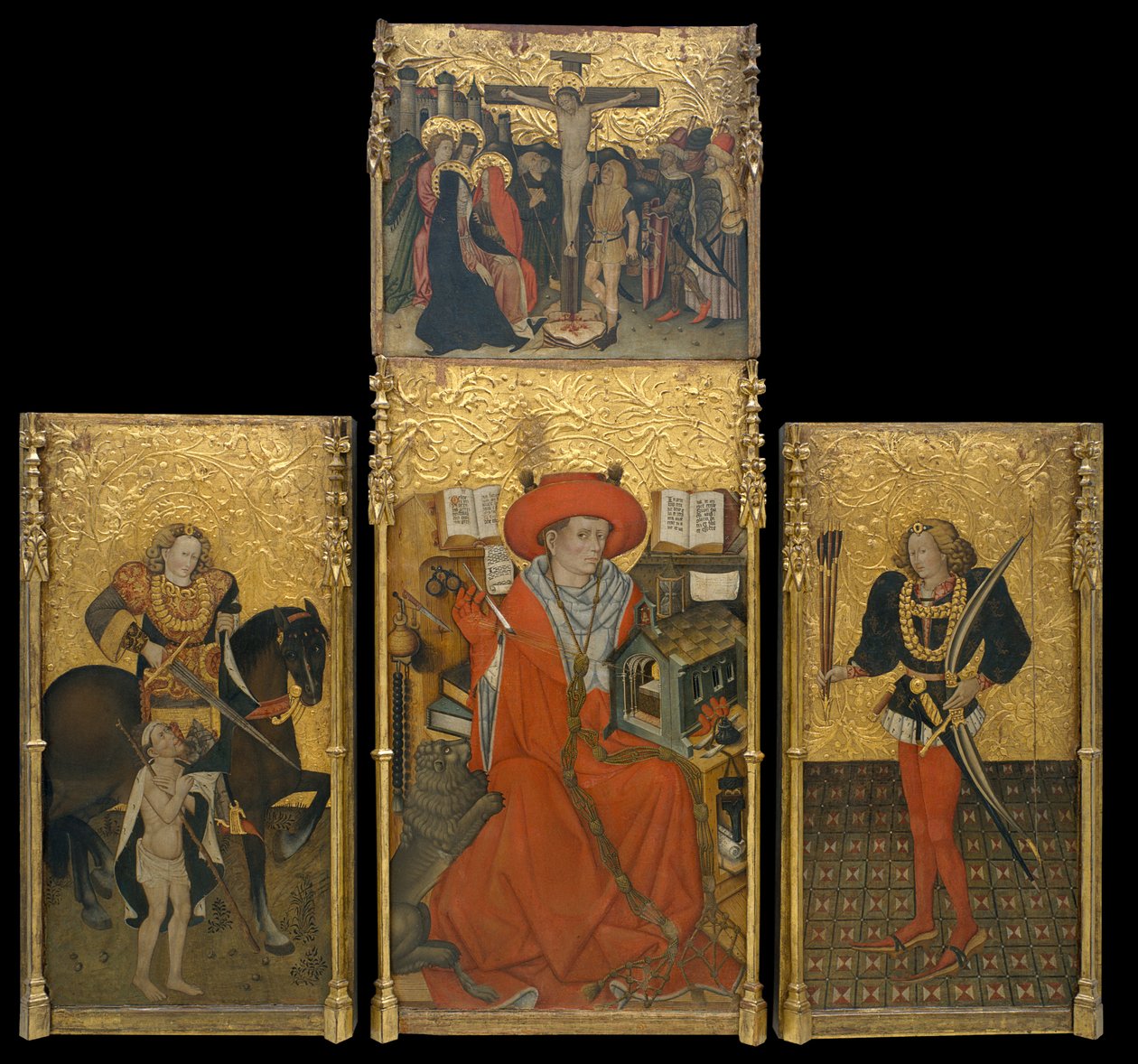 Altarbild von Sankt Hieronymus, Sankt Martin und Sankt Sebastian von Jaume Ferrer