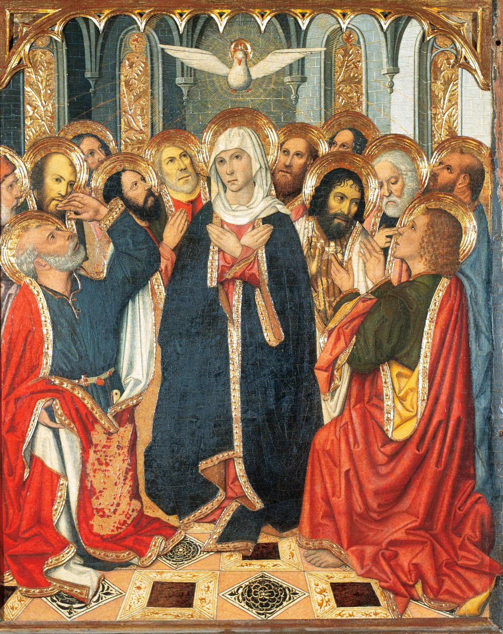 Pfingsttafel. Vom Altarbild des Konstablers von Portugal (1464-1465). Malerei auf Holz. Von Jaume Huguet (1414-1492). XV Jahrhundert von Jaume Huguet