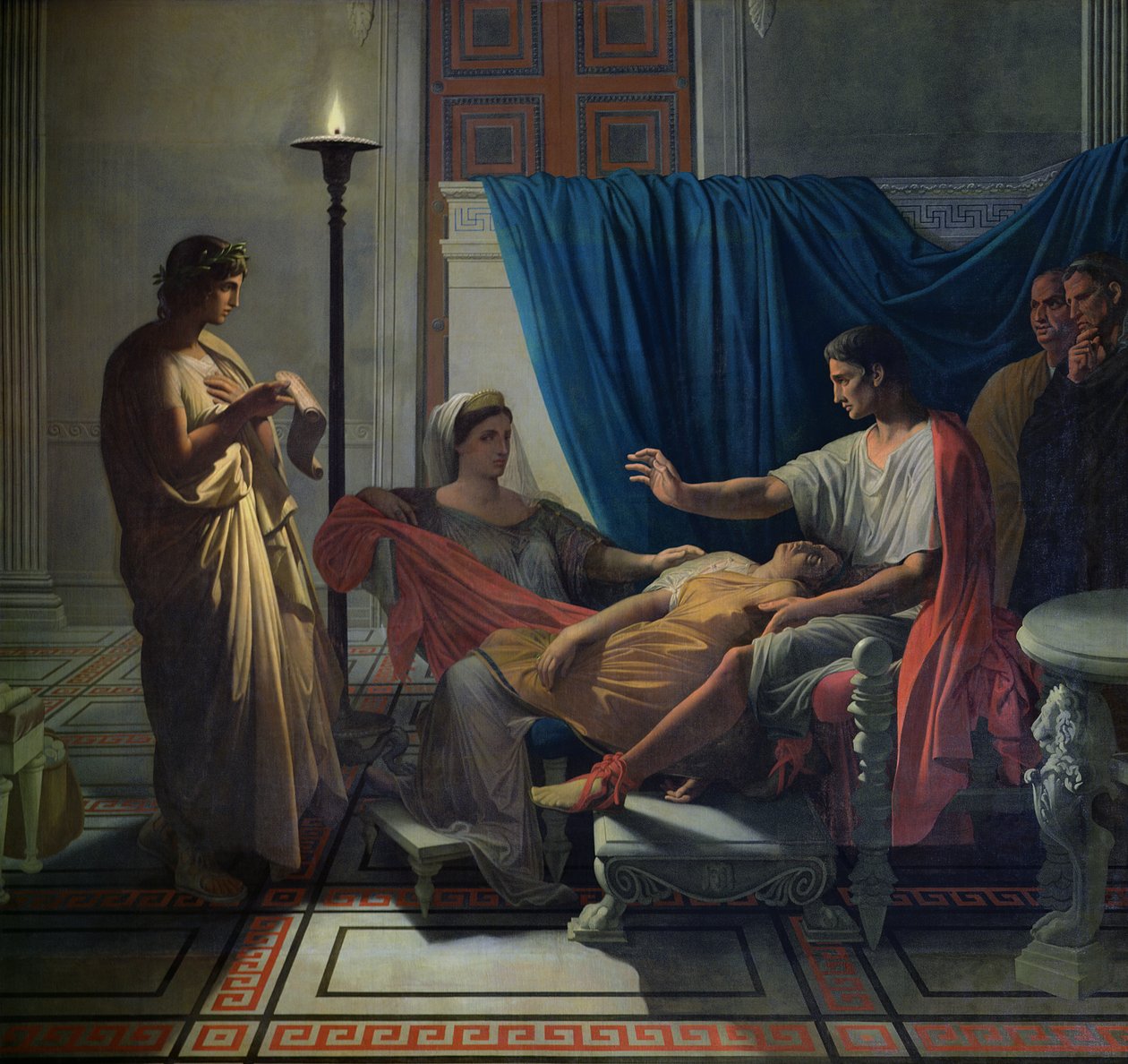 Vergil liest die Aeneis vor Livia, Octavia und Augustus, ca. 1812 von Jean Auguste Dominique Ingres