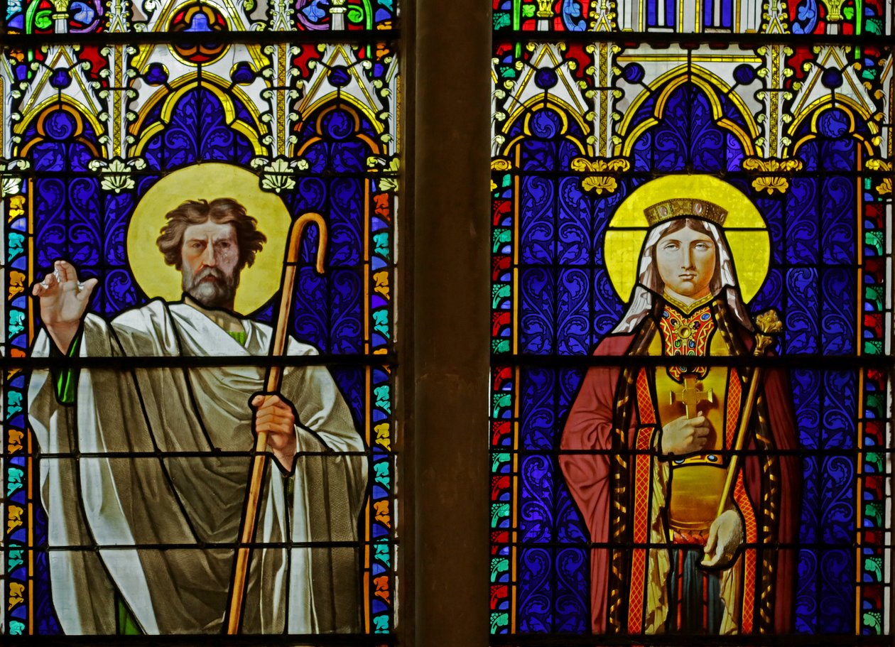 Fenster mit Darstellung königlicher Heiliger: Heiliger Denis und Heilige Clothilde (Buntglas) von Jean Auguste Dominique Ingres