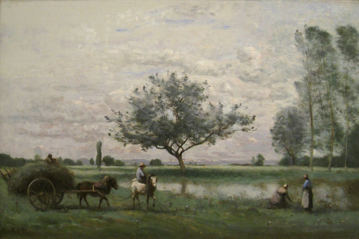 Heuwagen am Fluss von Jean-Baptiste-Camille Corot