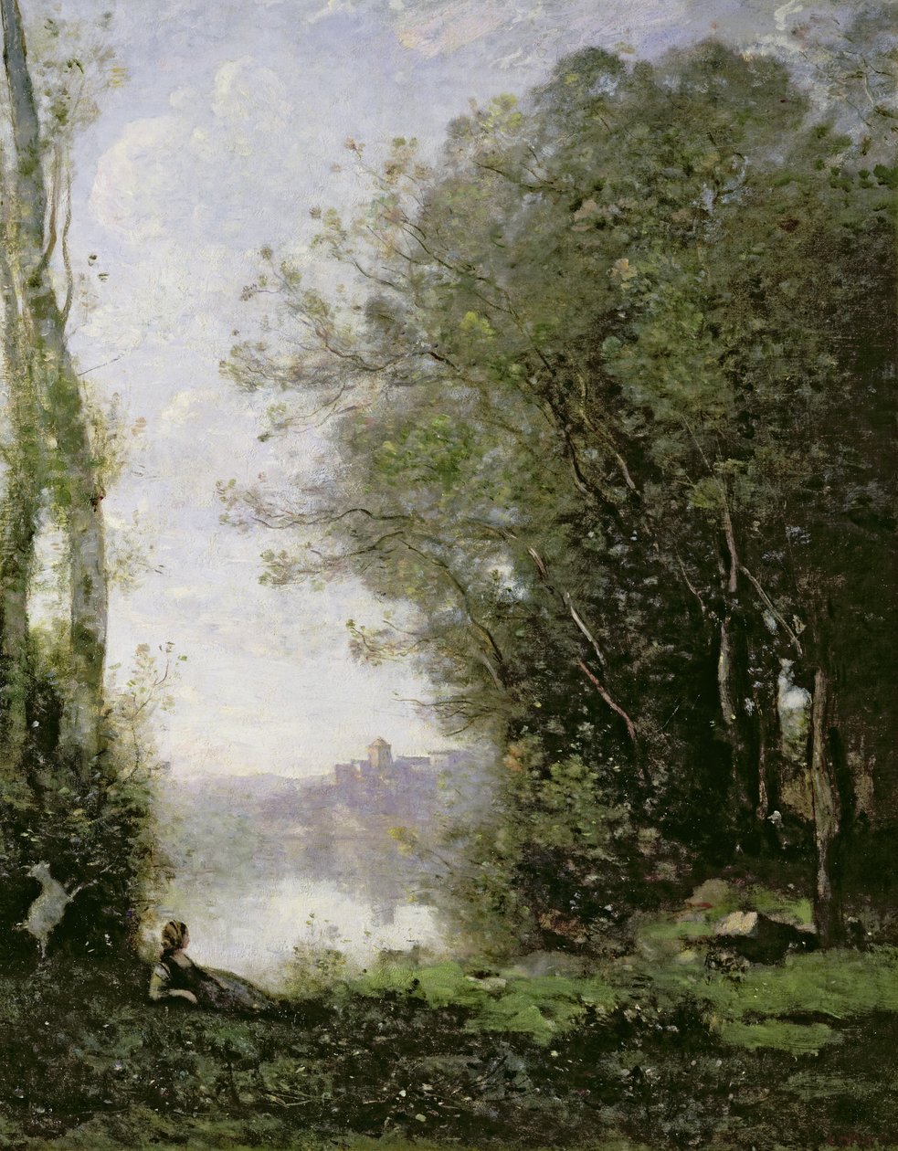 Der Ziegenhirt am Wasser von Jean Baptiste Camille Corot